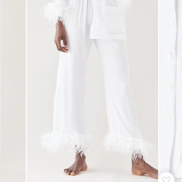 Sleeper White Feather-Trim Pajama Set - Picture 2 of 3